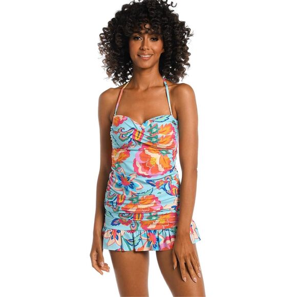 La Blanca Women's Bandeau Ruched Tankini Swimsuit Breezy Beauty L NWT - Picture 11 of 11